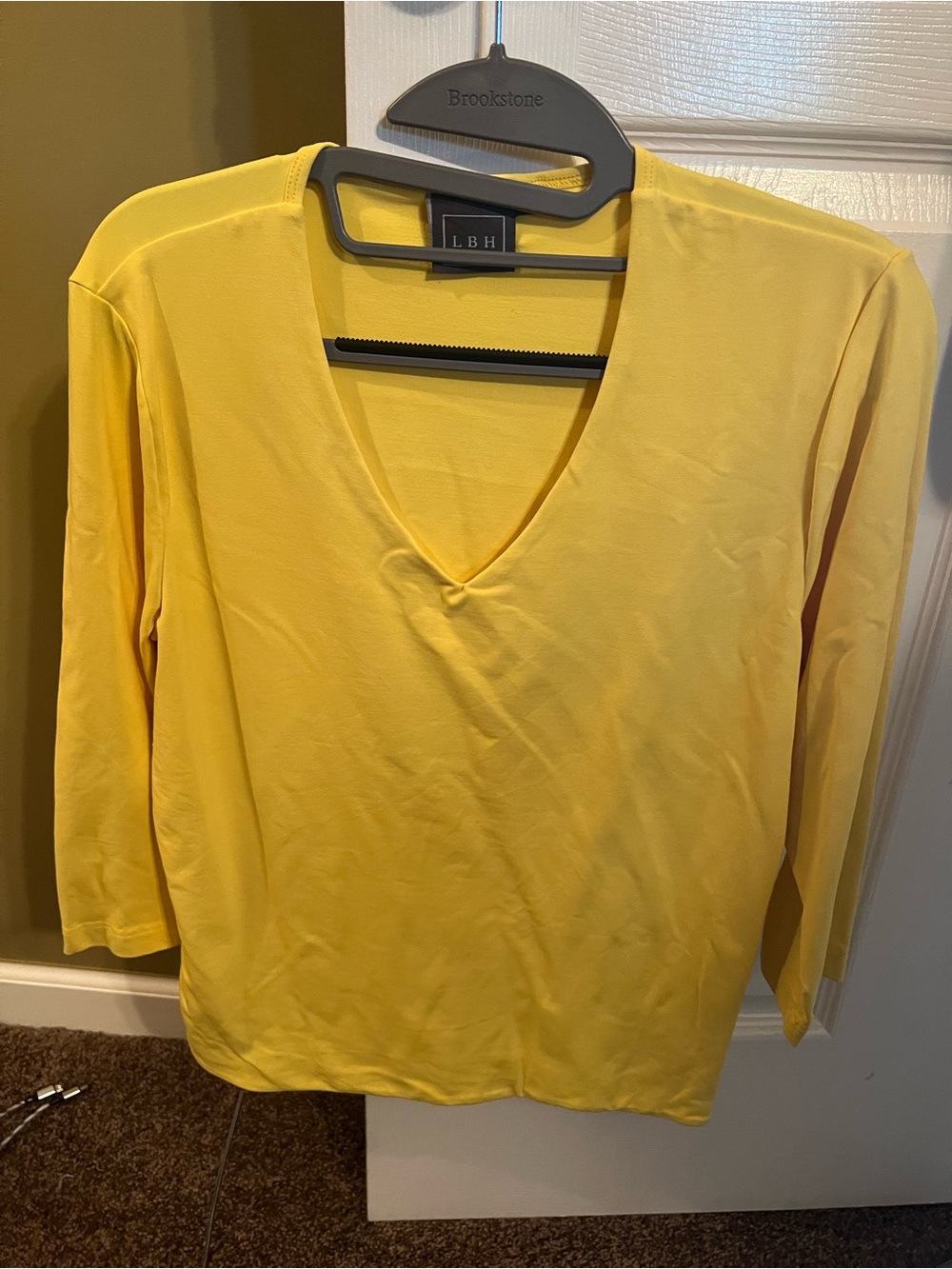 LBH Women's Yellow V-Neck Long Sleeve Top